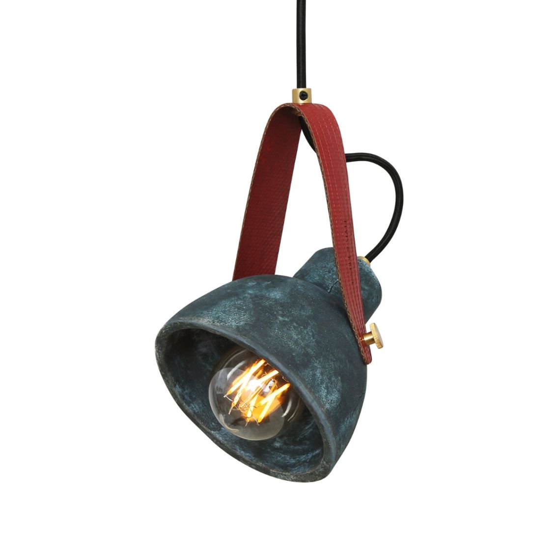 Pera Ceramic Pendant with Rescued Fire-Hose Strap, Blue Earth main product photo