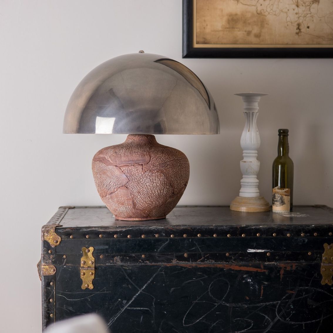 Lawson Ceramic Table Lamp with Brass Dome Shade, Red Iron main product photo