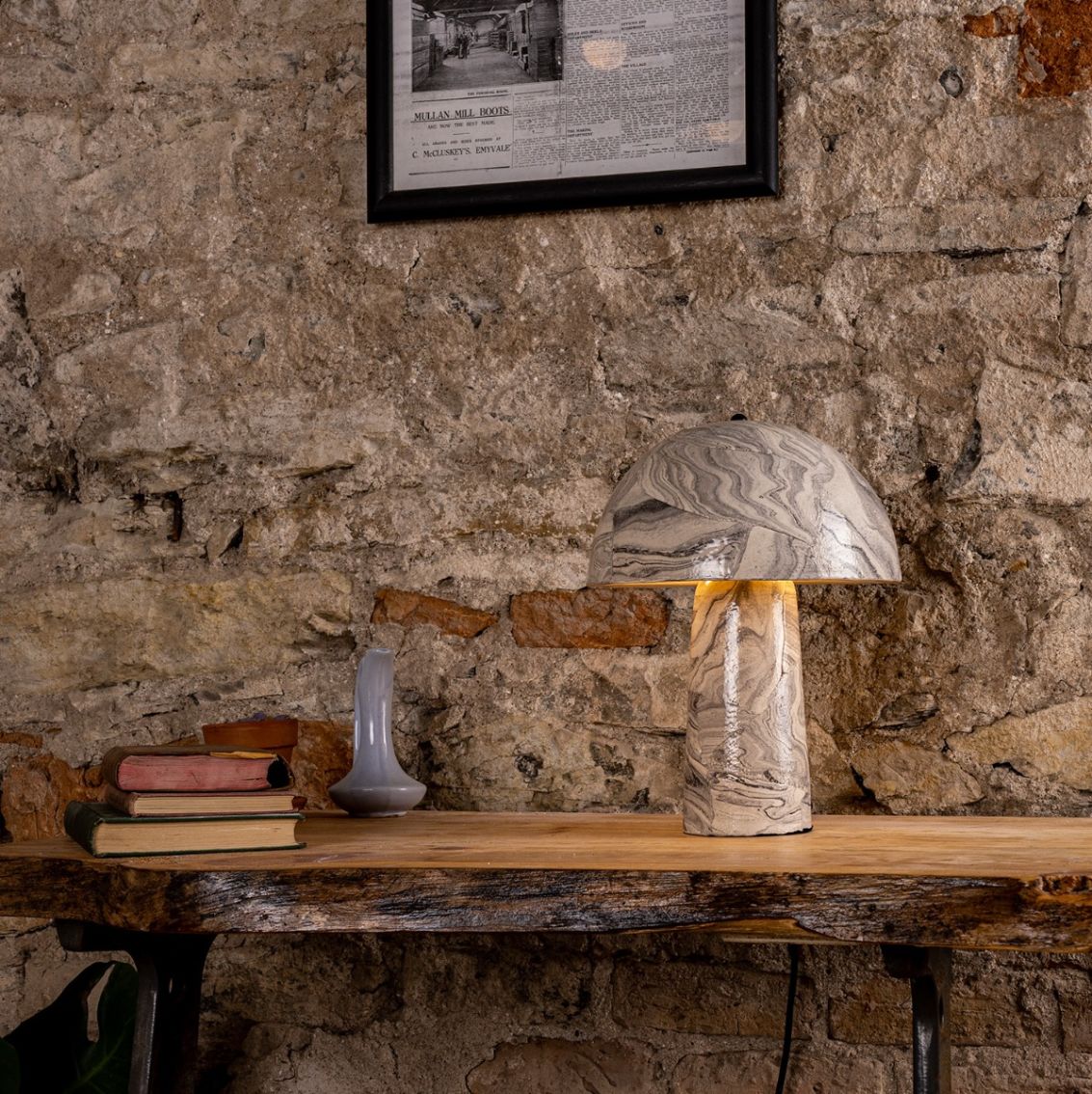 Amanita Small Marbled Ceramic Mushroom Table Lamp main product photo