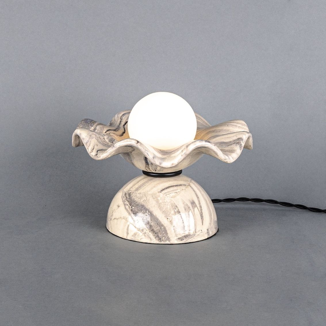 Rivale Table Lamp with Wavy Marbled Ceramic Shade main product photo