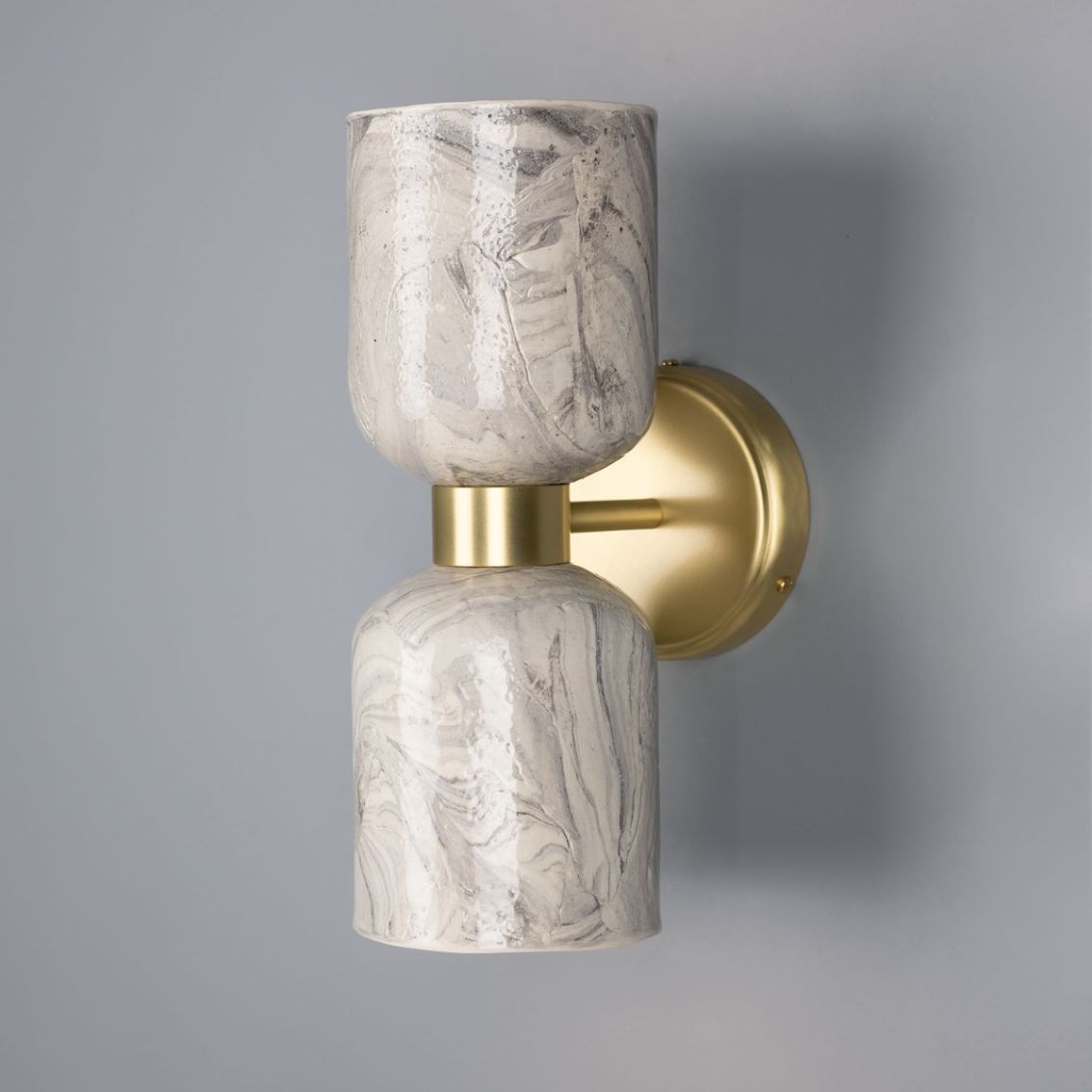 Sakura Marbled Ceramic and Brass Double Wall Light main product photo