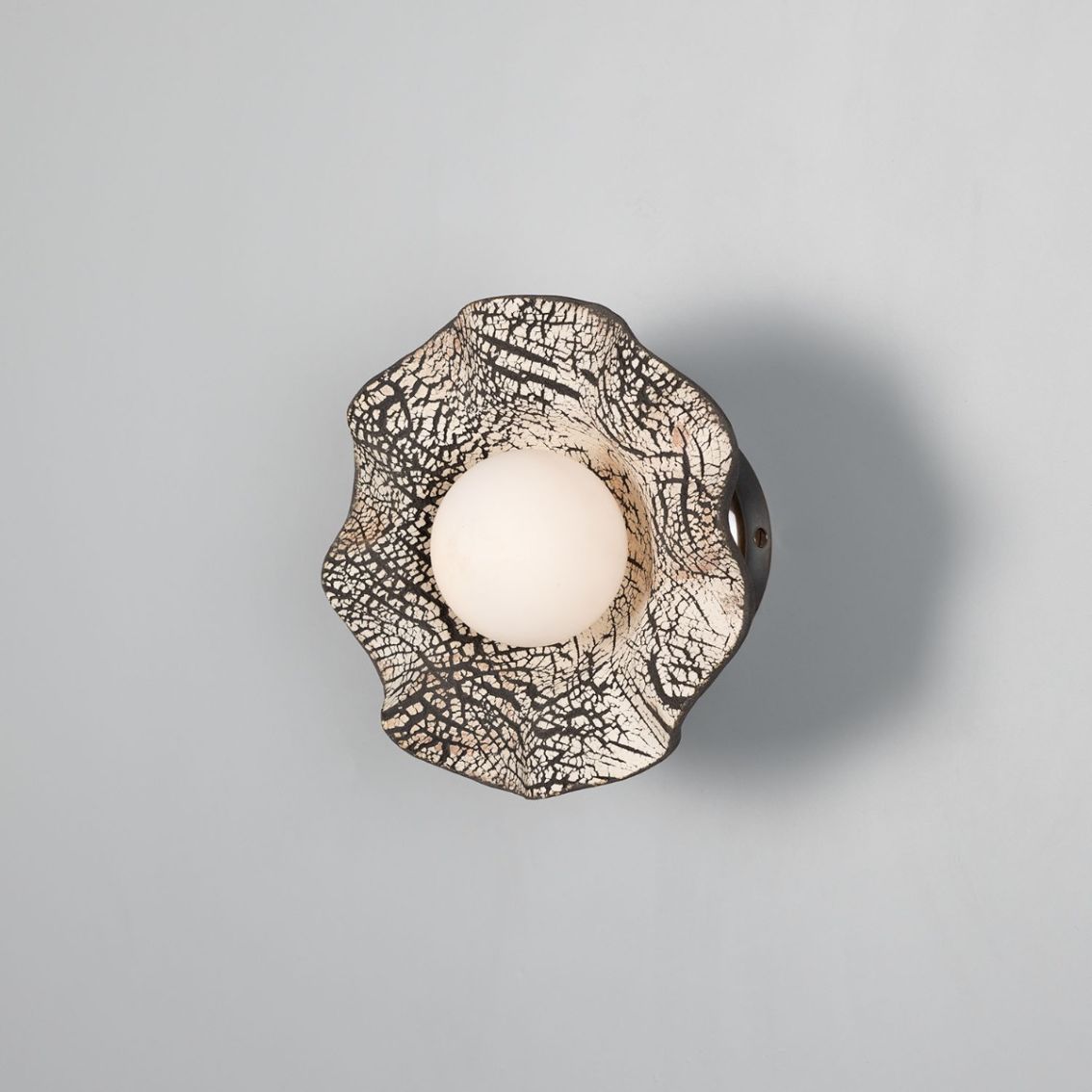Rivale Wall Light with Wavy Ceramic Shade, Black Clay main product photo