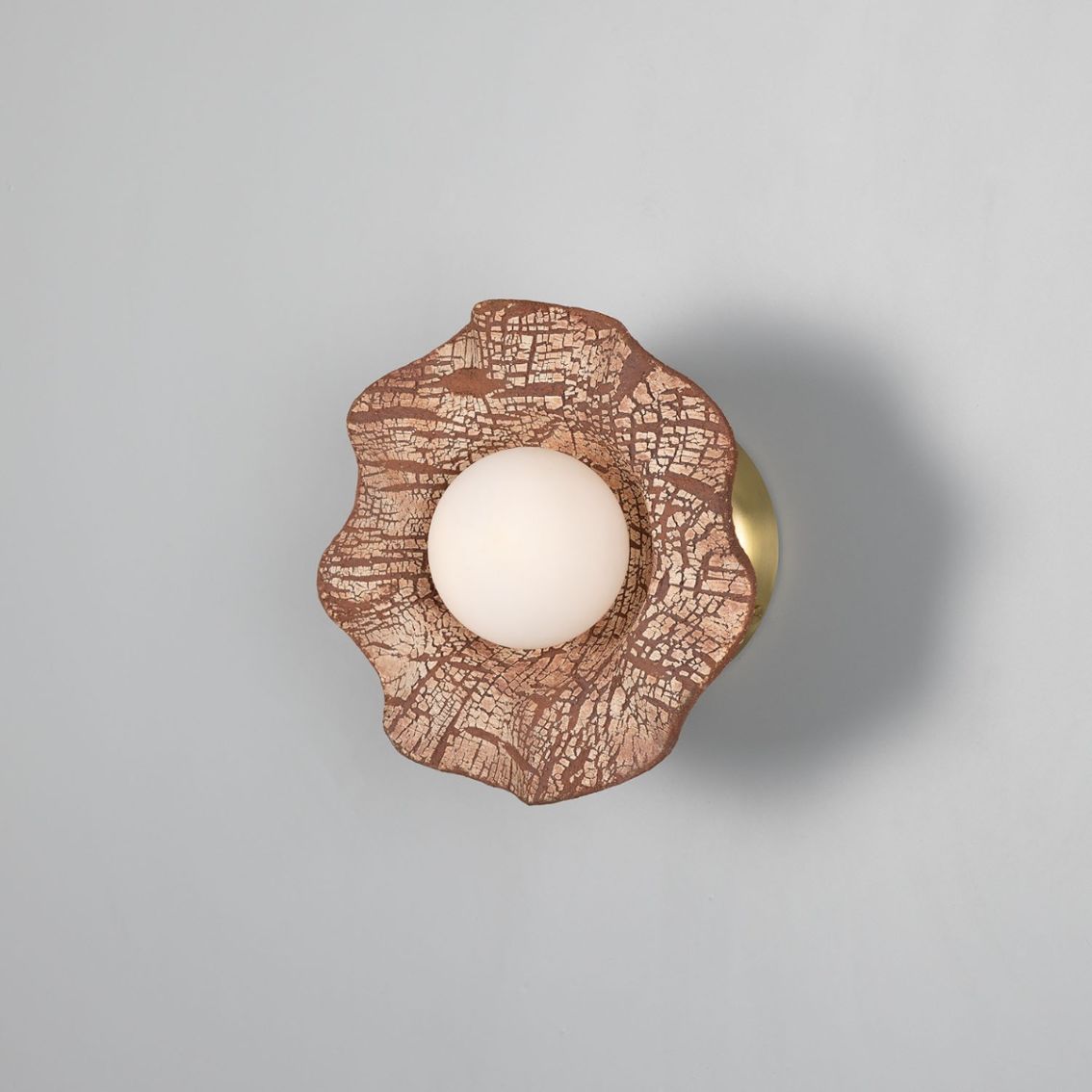 Rivale Wall Light with Wavy Ceramic Shade, Red Iron main product photo