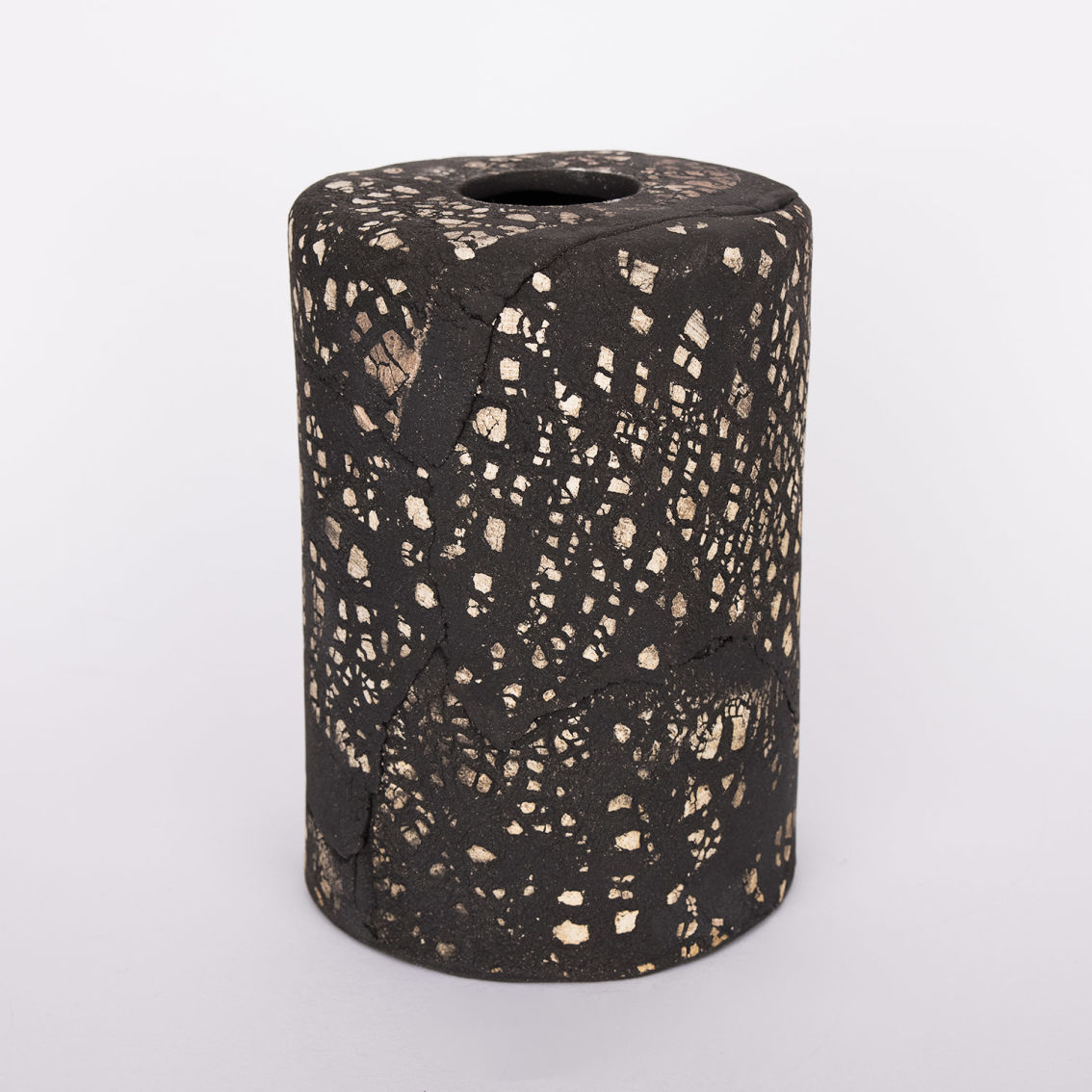 Senna Ceramic Cylinder Lamp Shade, Black Clay 12cm main product photo