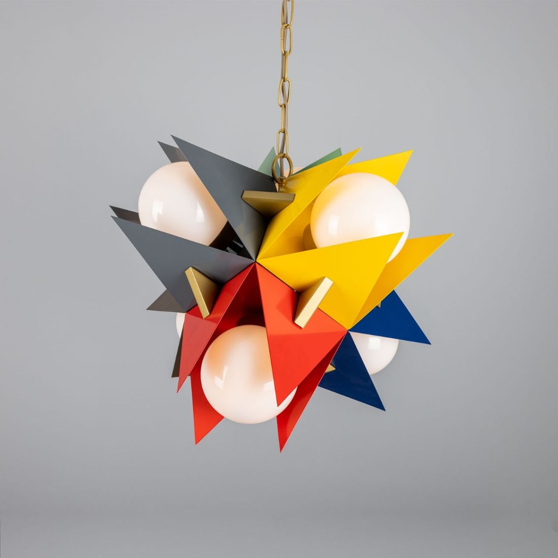 Bisbee Multicoloured Avant-garde Chandelier with Opal Glass Globes, Six-Light main product photo