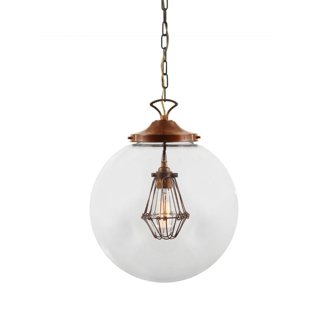 Robyn Large Clear Glass Globe Cage Pendant Light 13.8" main product photo