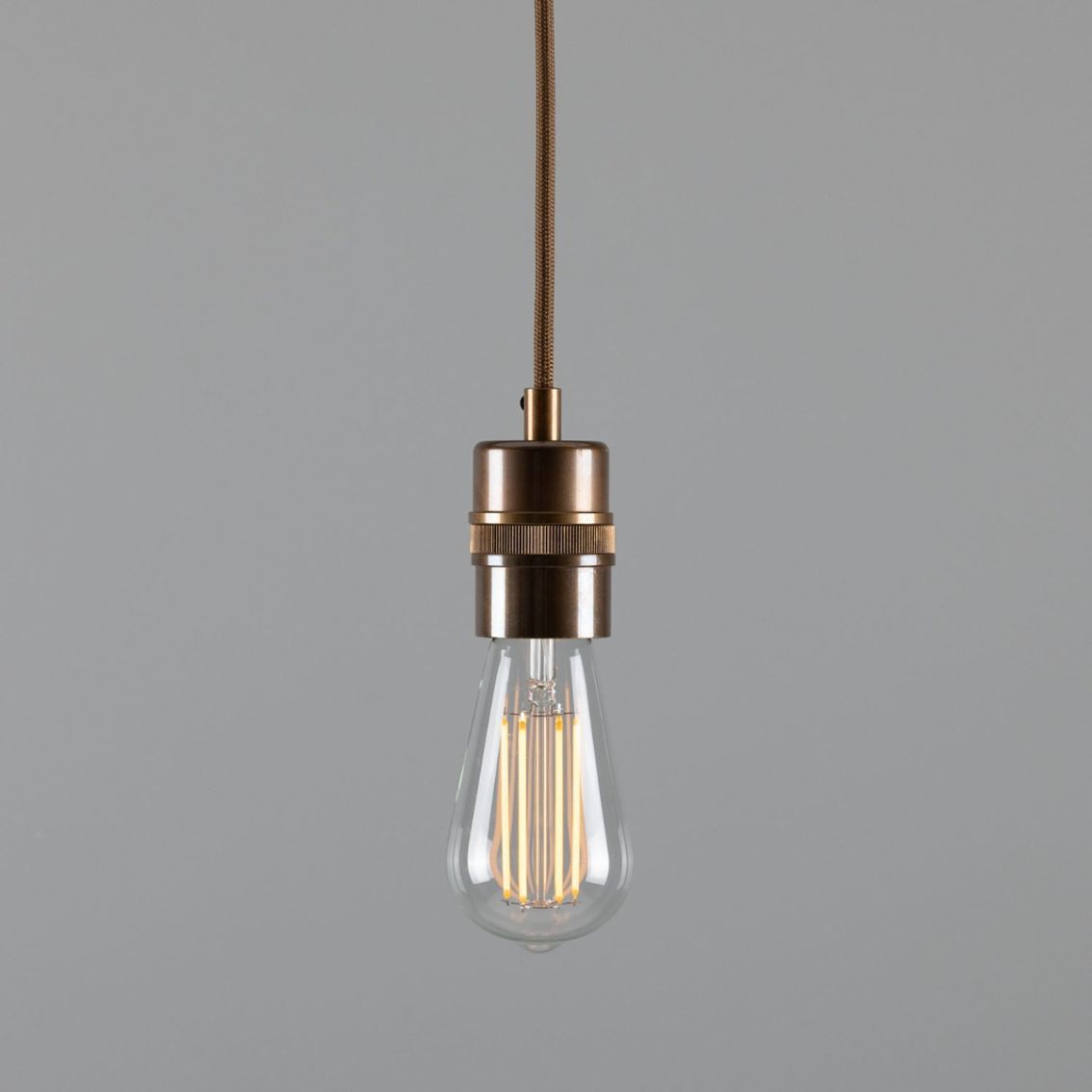 Devon Minimalist Exposed Bulb Brass Pendant Light Mullan Lighting