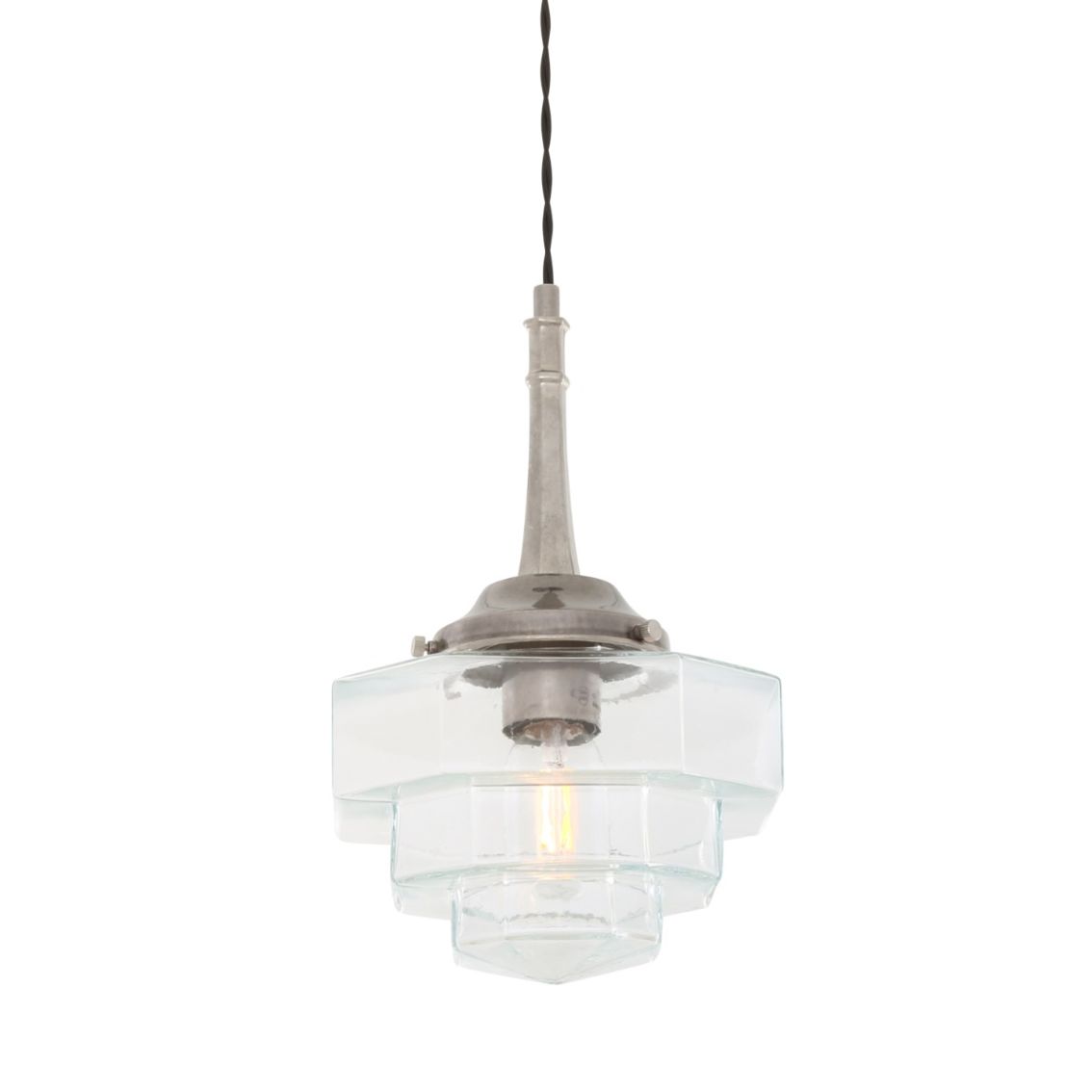 Novato Pendant with Hexagonal Stepped Glass Shade 20cm main product photo