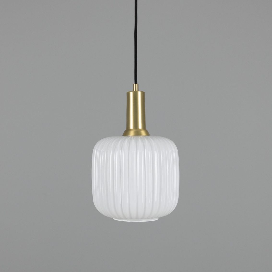 Nahla Reeded Glass and Brass Pendant 20cm, Clear or Opal main product photo
