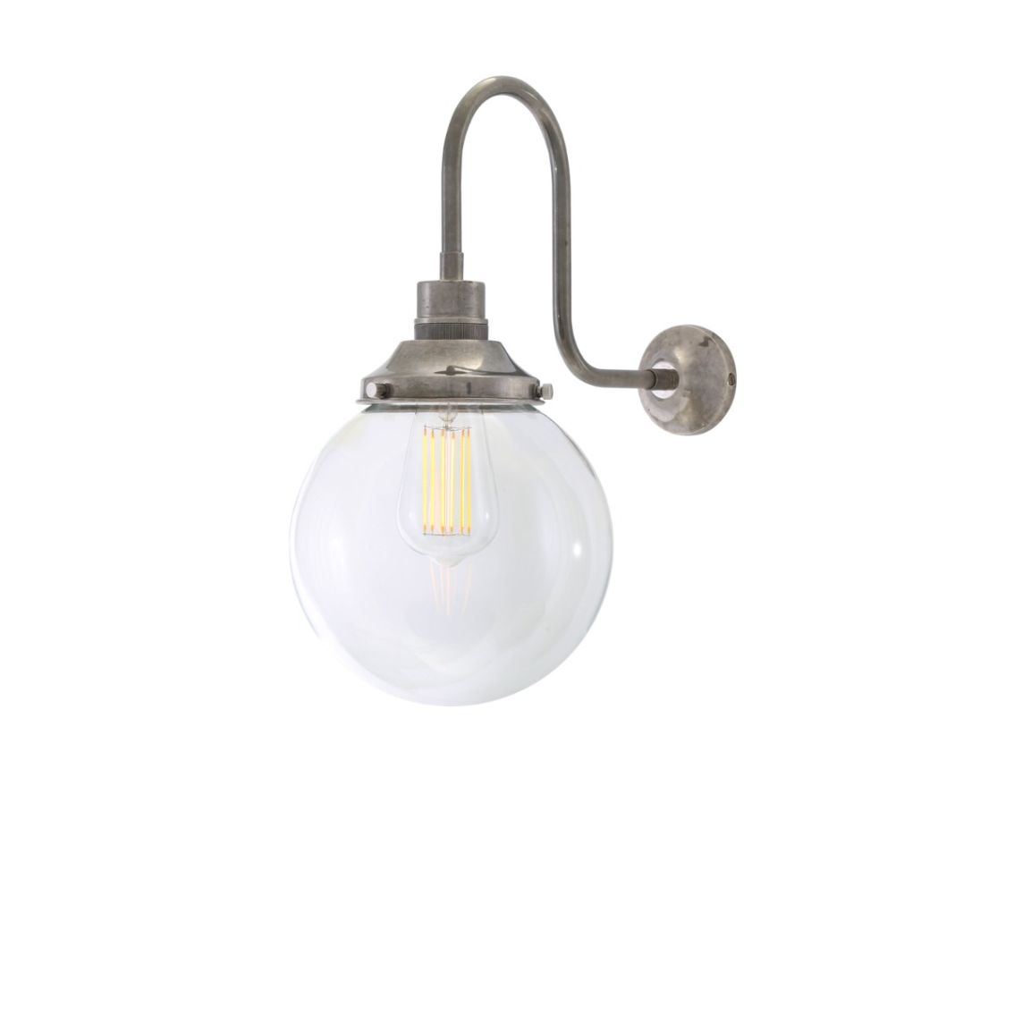 Riad Clear Glass Globe Swan Neck Wall Light 20cm main product photo
