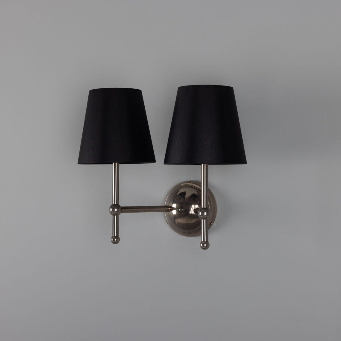 Bursa Modern Brass Double Wall Light with Fabric Shades main product photo