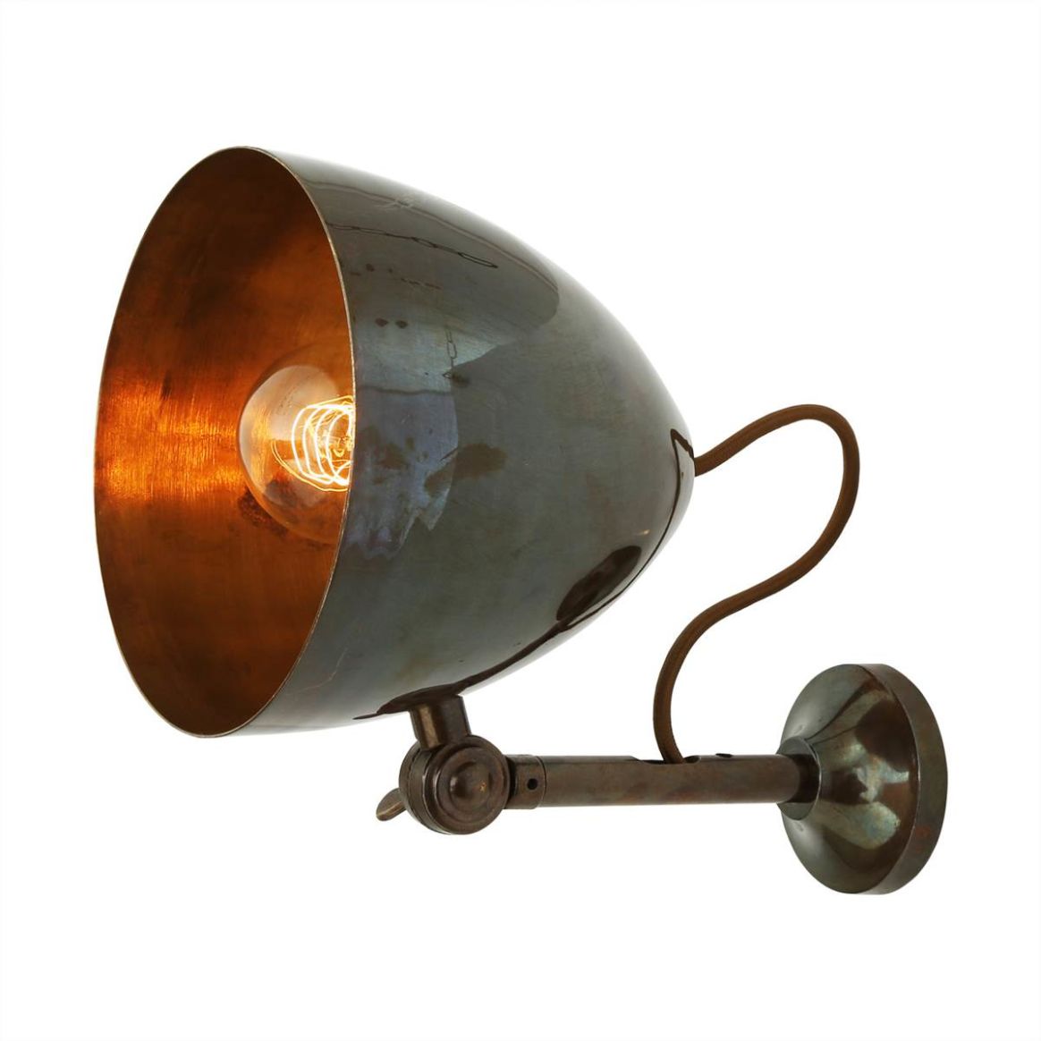 Moya Vintage Adjustable Brass Cone Wall Light