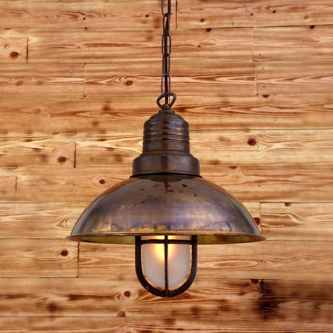 Silver industrial pendant outlet light