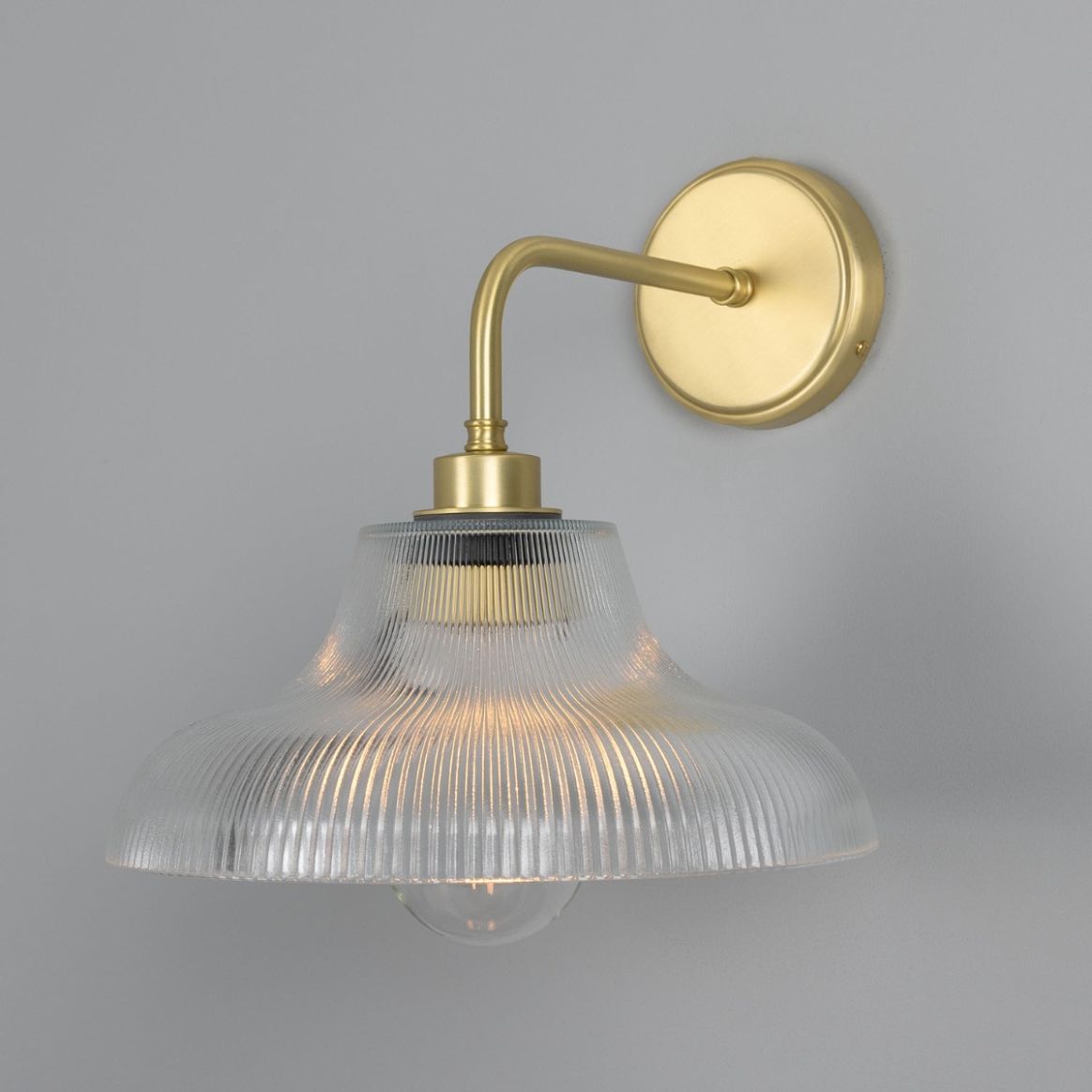 Louise Vintage Rippled Glass and Brass Bathroom Wall Light