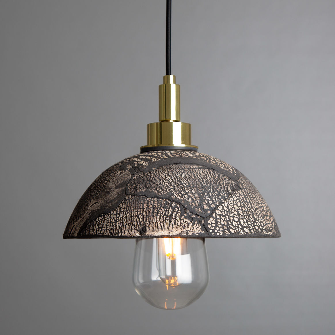 Kingii Ceramic Dome Bathroom Pendant Light 7.9, Black Clay