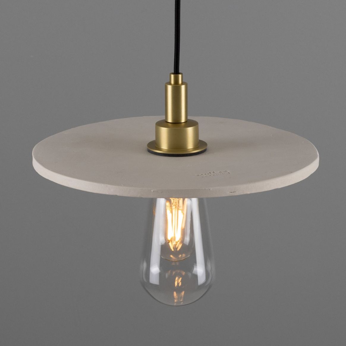 Bog Oak Organic Ceramic Disc Bathroom Pendant Light 28cm Matte White Striped IP44
