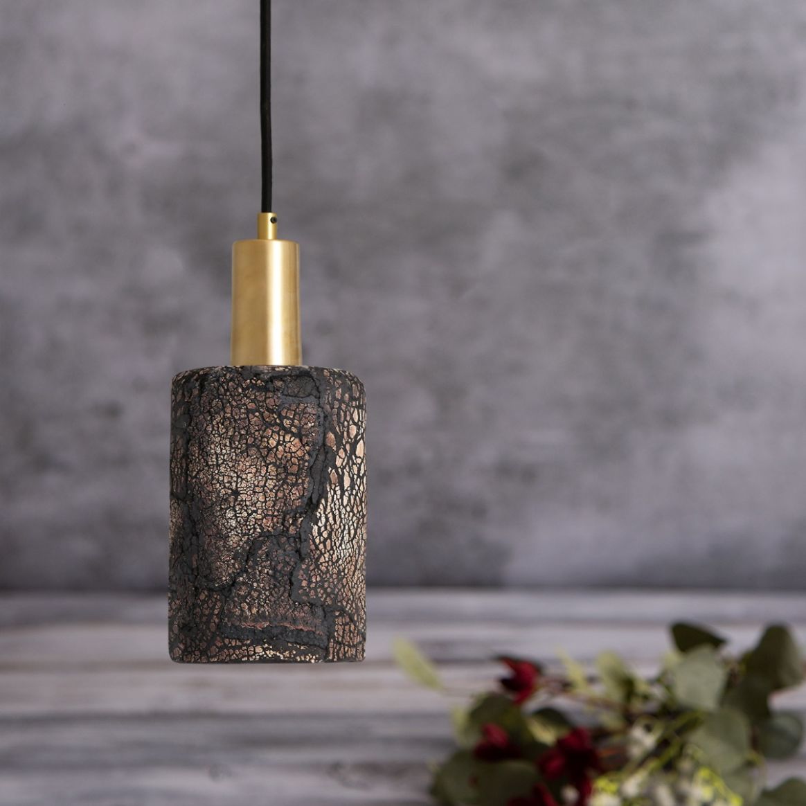 Senna Organic Ceramic Pendant Light 12cm Black Clay Mullan Lighting