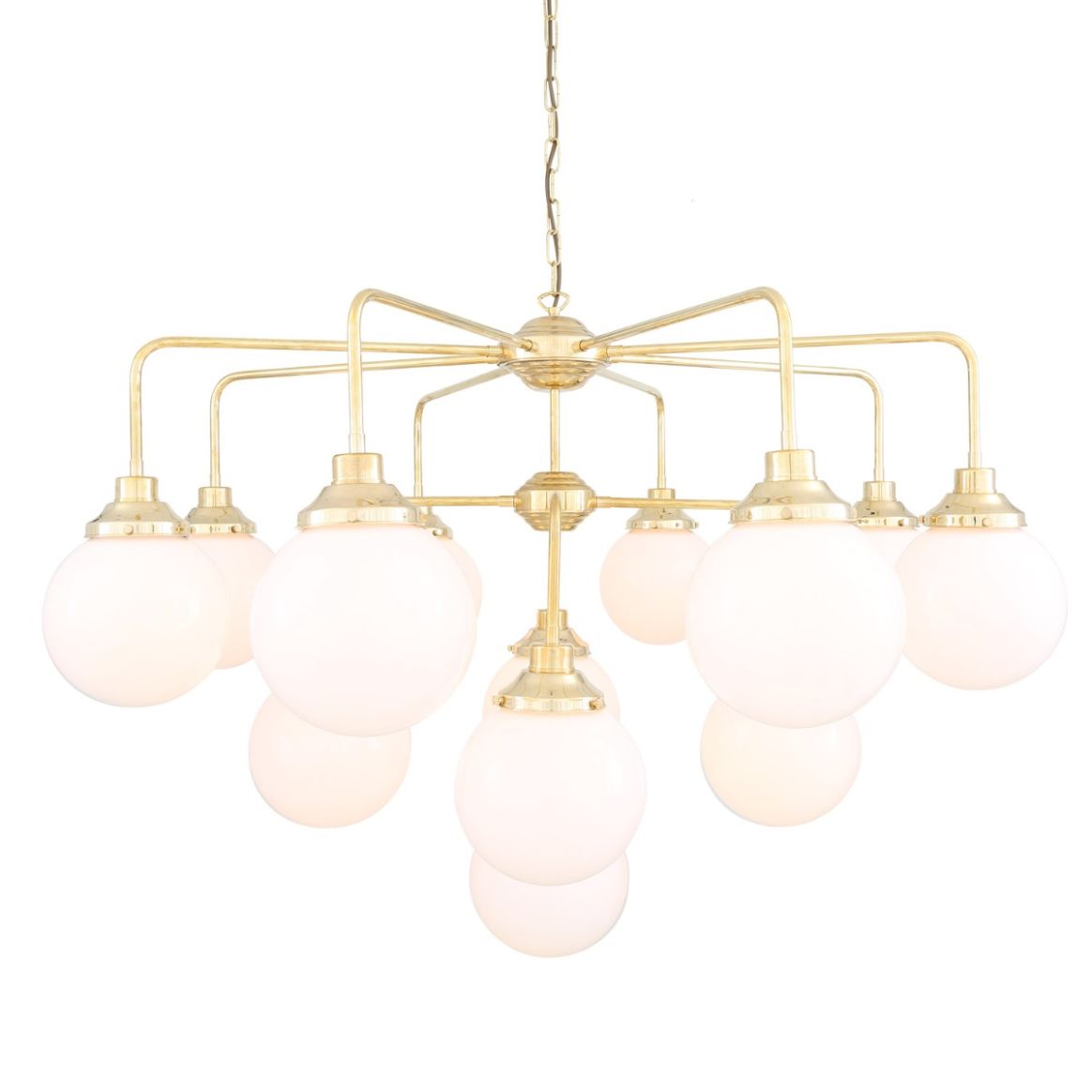 Mullan Lighting Pisa Single Tier Bare Bulb Brass Chandelier, 5-Light