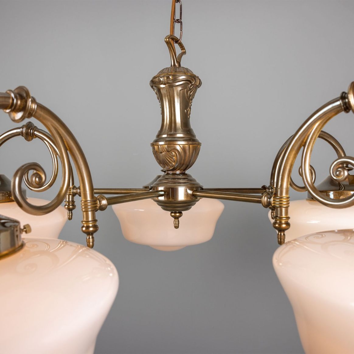 Vintage Five-Arm Brass Chandelier