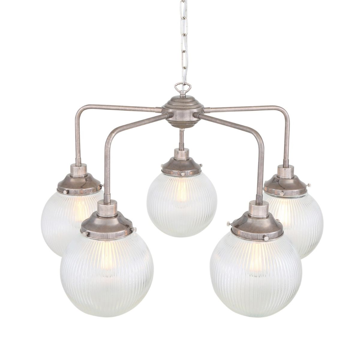 Rome Mid-Century Single Tier Globe Chandelier, Five-Light