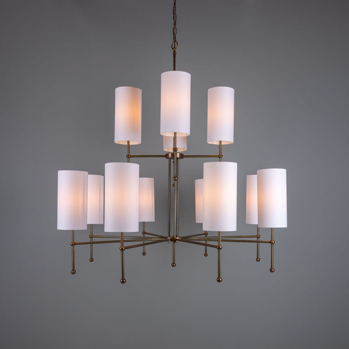 Arizona Modern Brass Two-Tier Chandelier, 12-Arm