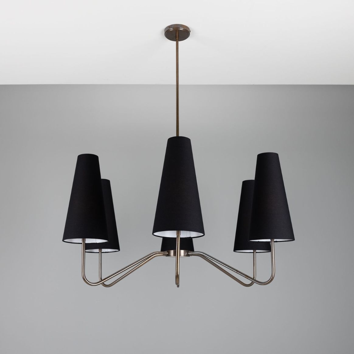 Para Modern Brass Chandelier with Fabric Shades Six Arm Mullan