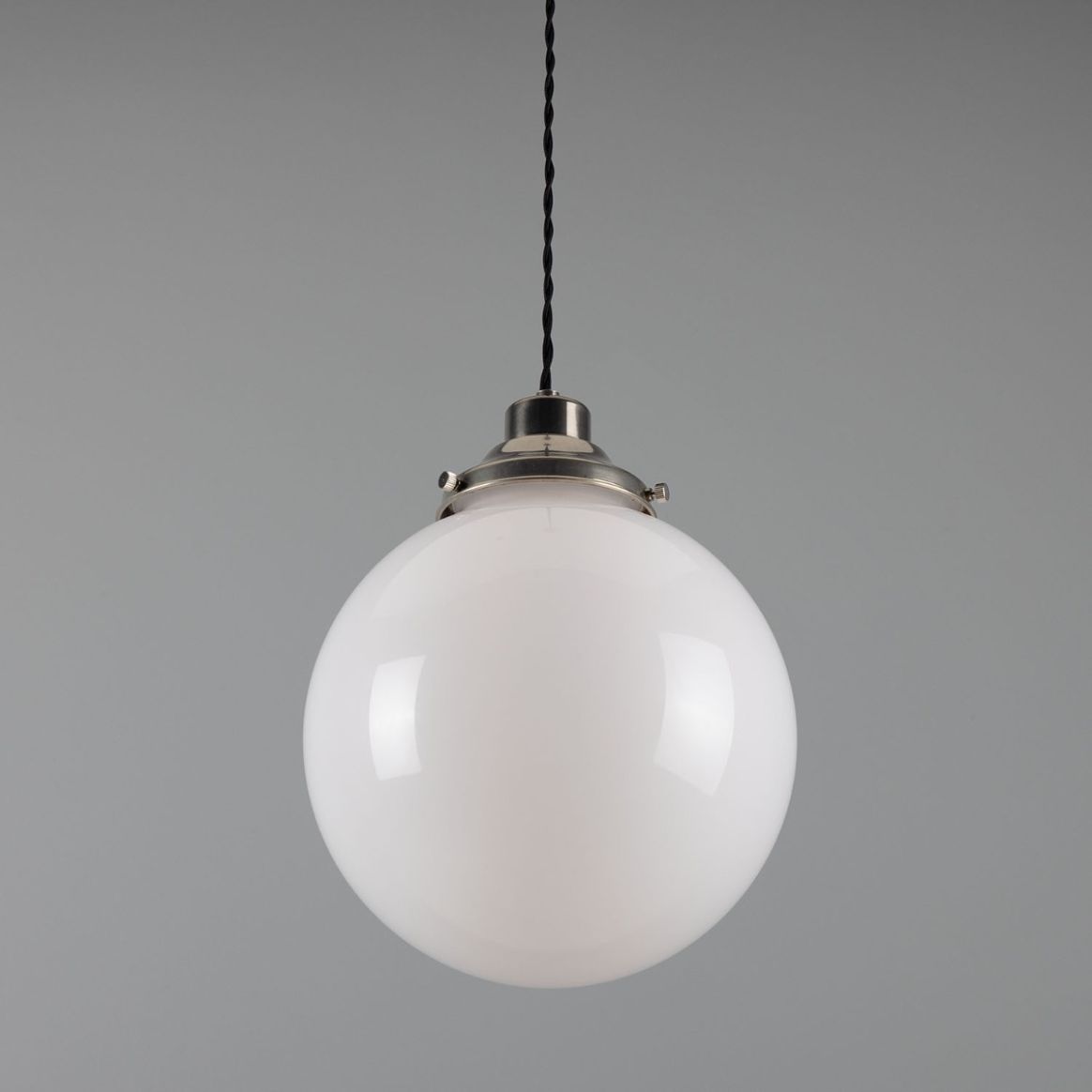Silver globe pendant light top