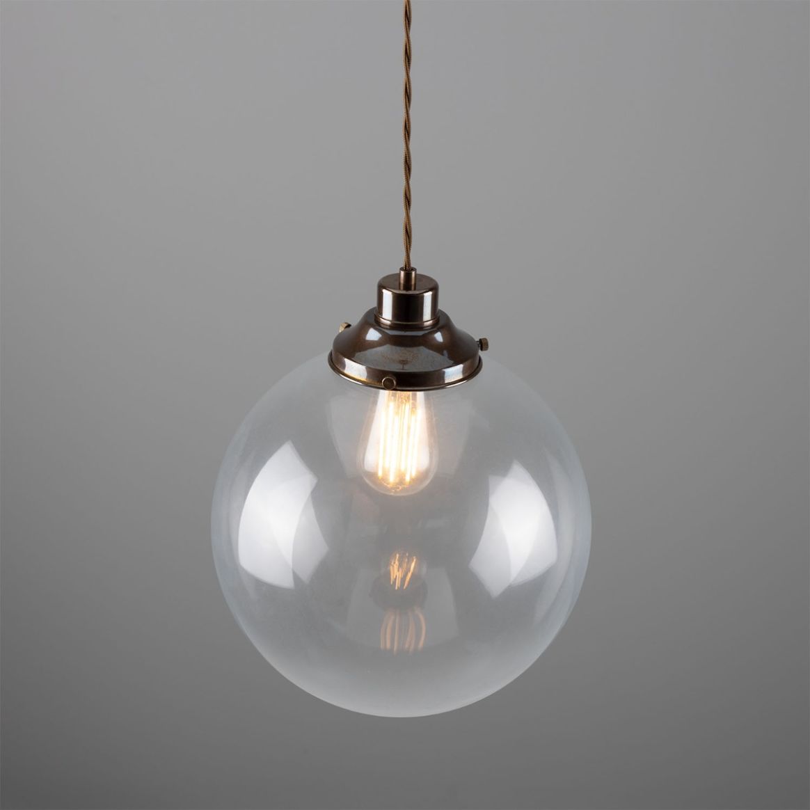 Virginia Clear Glass Globe Pendant Light 30cm Mullan Lighting