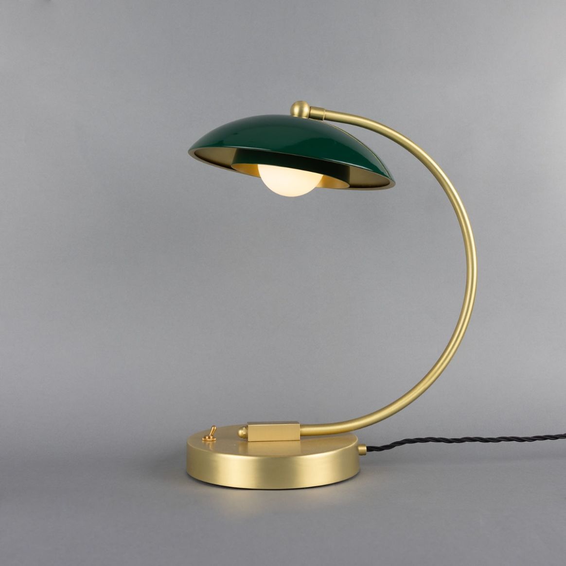 Prix Leather and Polished Brass Modern Table Lamp