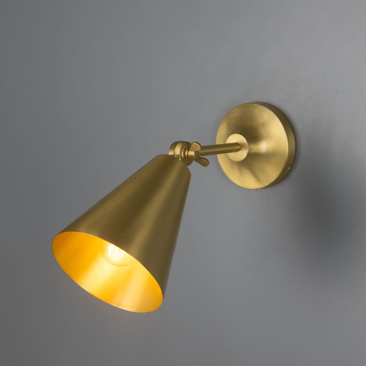 Moya Vintage Adjustable Brass Cone Wall Light