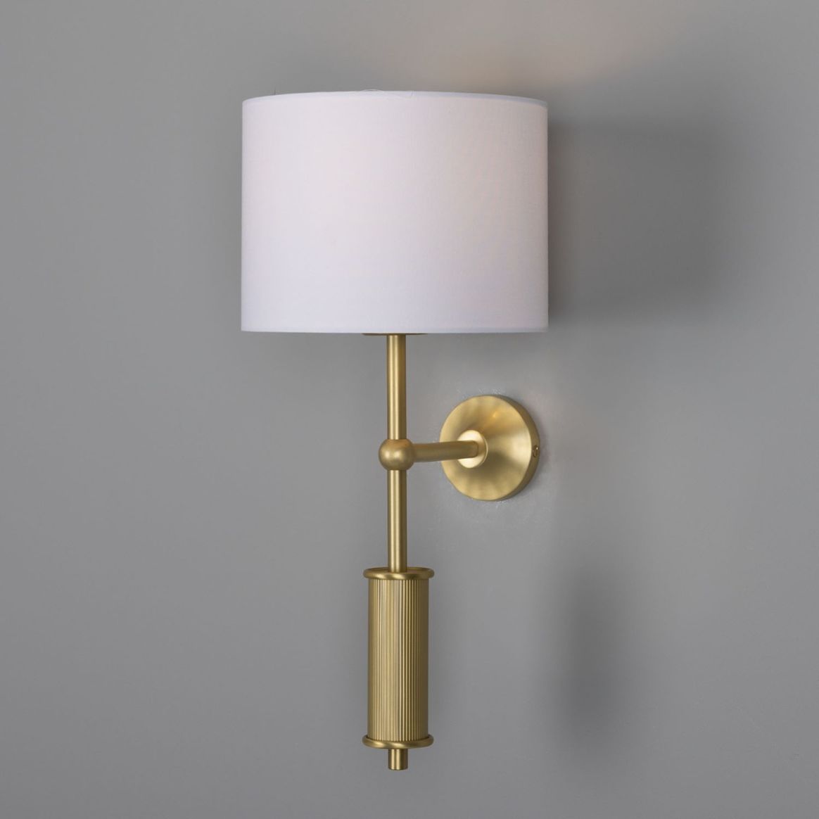 Tenby Modern Brass Wall Light with Fabric Shade