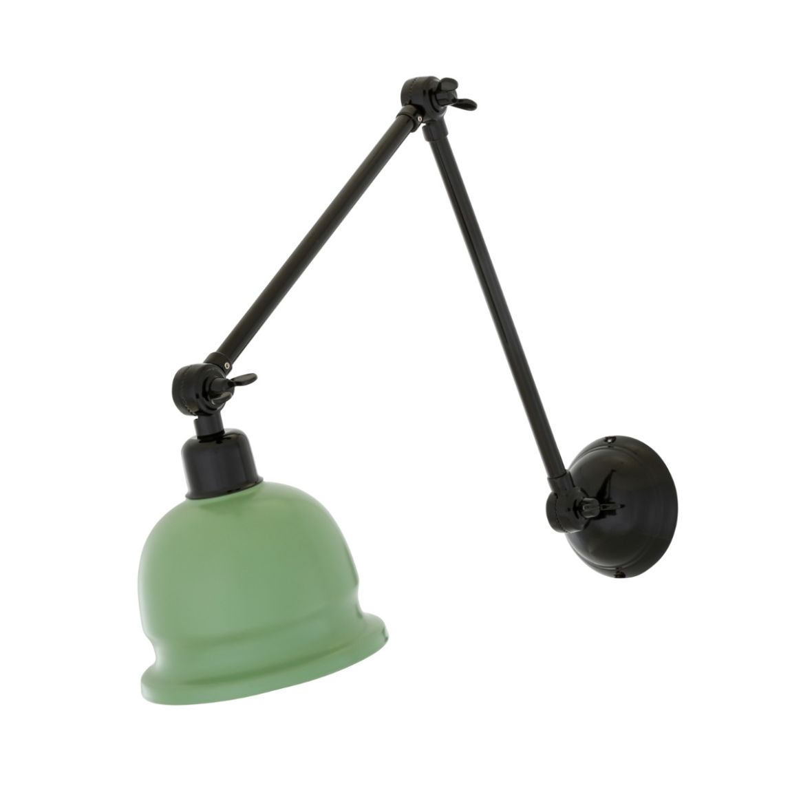 Wall light, Marcel, light green shade, brass arm, Ø12cm, H10cm