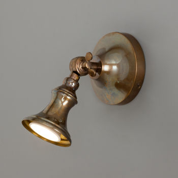 Accra Traditional Adjustable Brass Wall Spotlight, Antique Brass