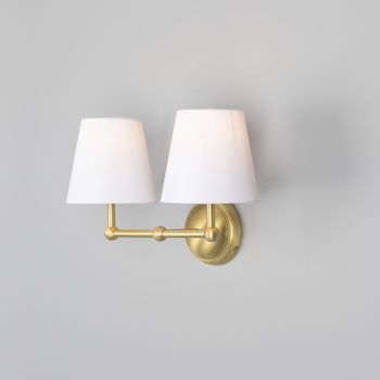 California Modern Brass Wall Light with Fabric Shade