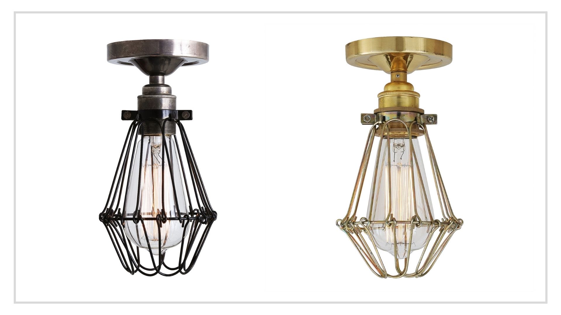 black cage light fixure semi flush for kitchen