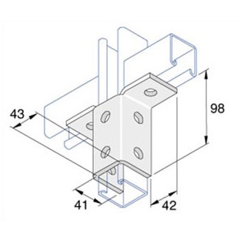 Channel System 2 Lug Wing Bracket for T Joints 135 x 98mm Galvanised.