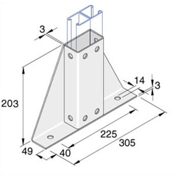 Channel System Gussetted Base Plate Back to Back Channel 305x203x49mm Galvanised