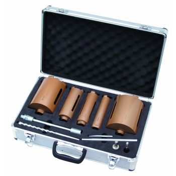 Dry Diamond Core Drill Trade Gold 5 Piece Kit 38, 52, 65, 117 & 127mm in Case