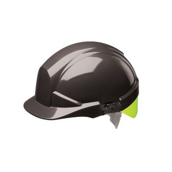 Safety Helmet Grey Reflex Vented with Sweatband & HiViz Yellow Rear Flash