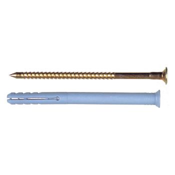 Nylon Hammer Through Fixings - Plug & Screw M8 x 140mm - 95mm Fixing