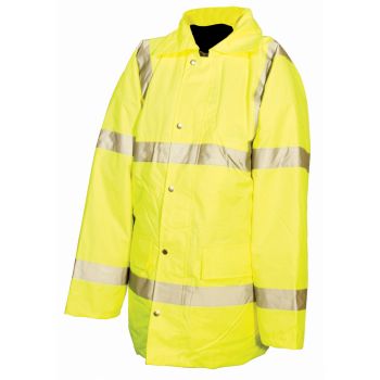 HiVis Yellow Waterproof Contractors Jacket with Hood Class 3 - XLarge