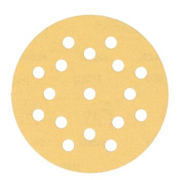 Gold Sanding Disc Hook & Loop Backed 150mm 7 Holes Punched P60 Grit