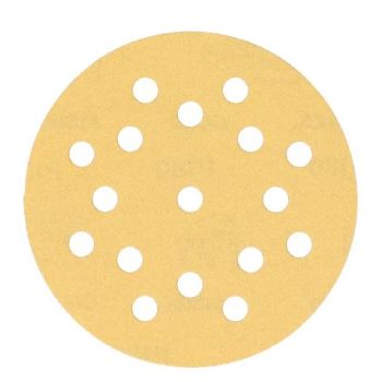 Gold Sanding Disc Hook & Loop Backed 125mm 17 Holes Punched P80 Grit