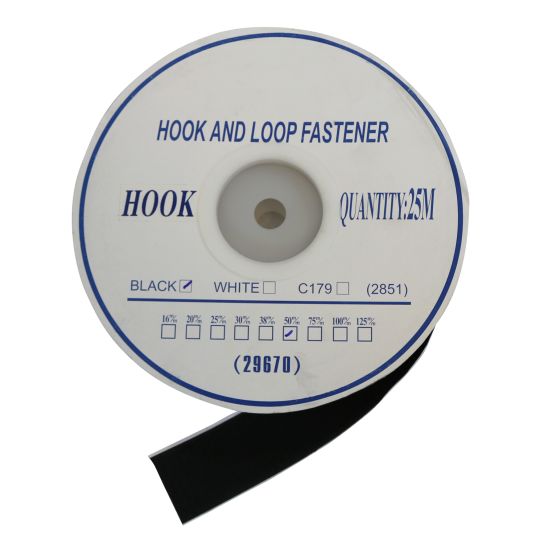 50mm X 25M S/A Black Hook Tape