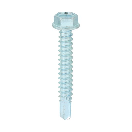 4.2 X 25-2 BZP Hex Head With Collar Light Section - For 1.2 - 5mm Thick Steel