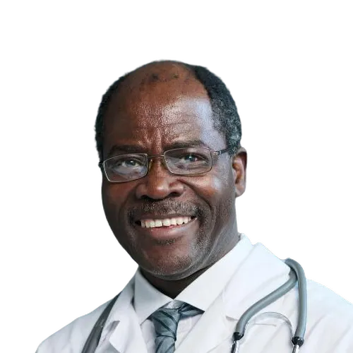 A smiling medical provider in a white coat