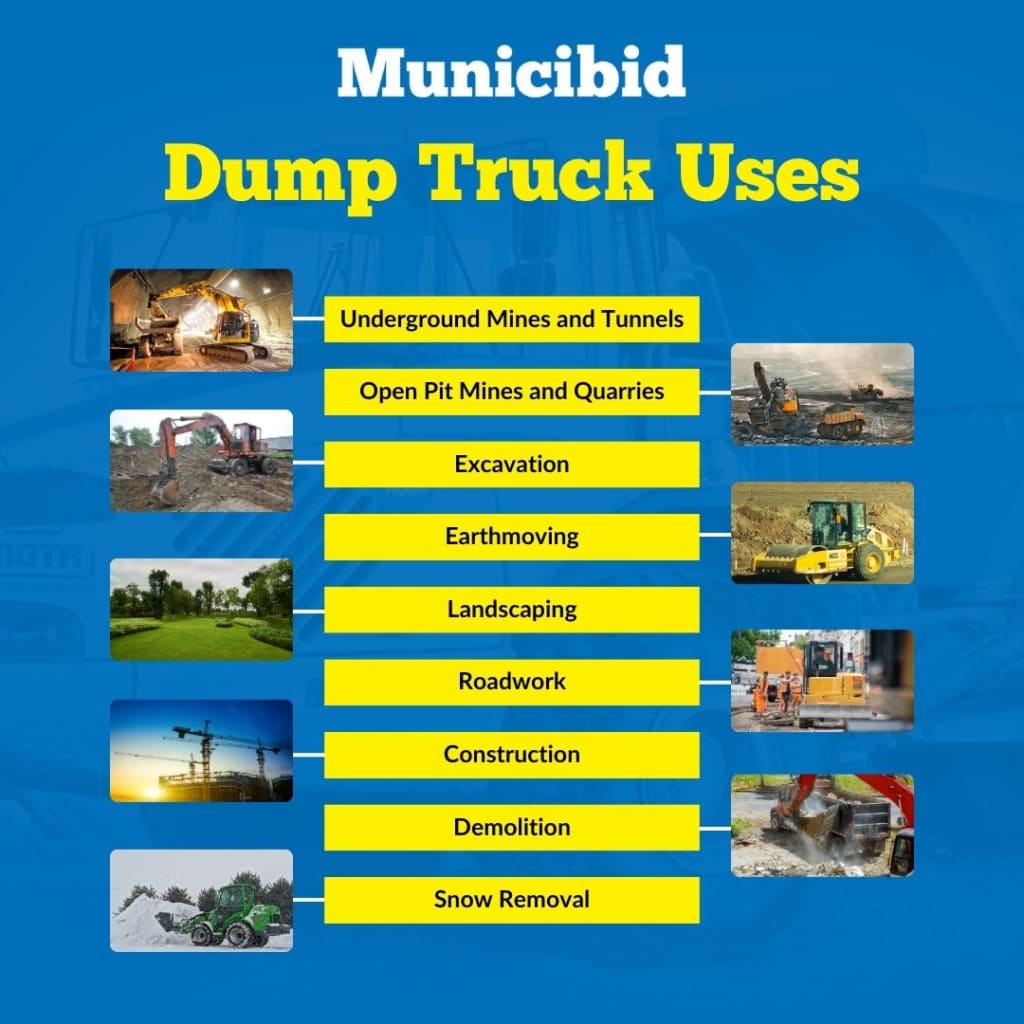The Uses of Dump Trucks infographic