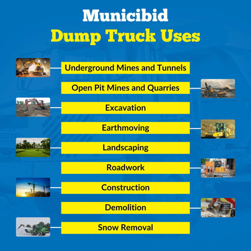 The Uses of Dump Trucks infographic