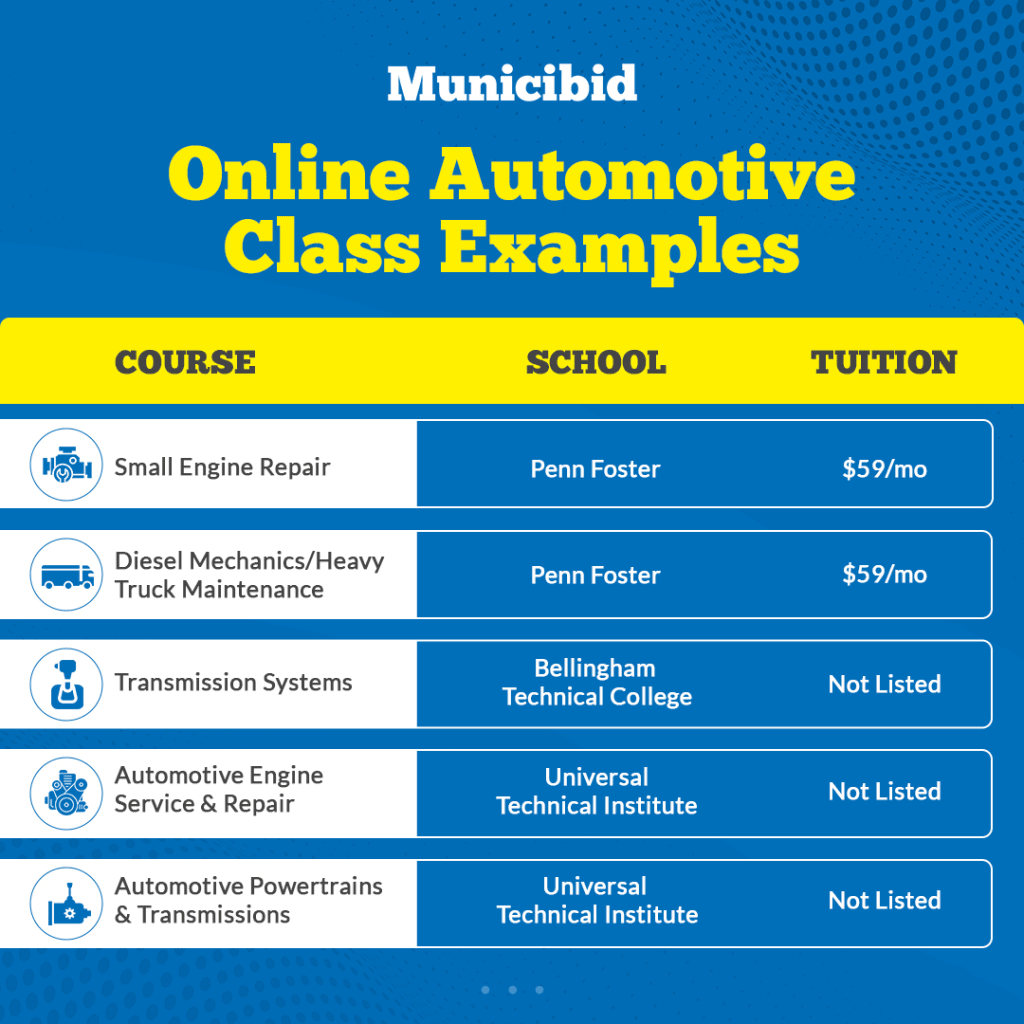 Online Automotive Class Examples infographic