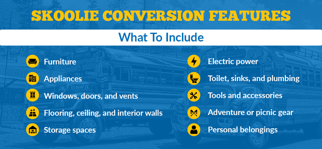 List of skoolie conversion features